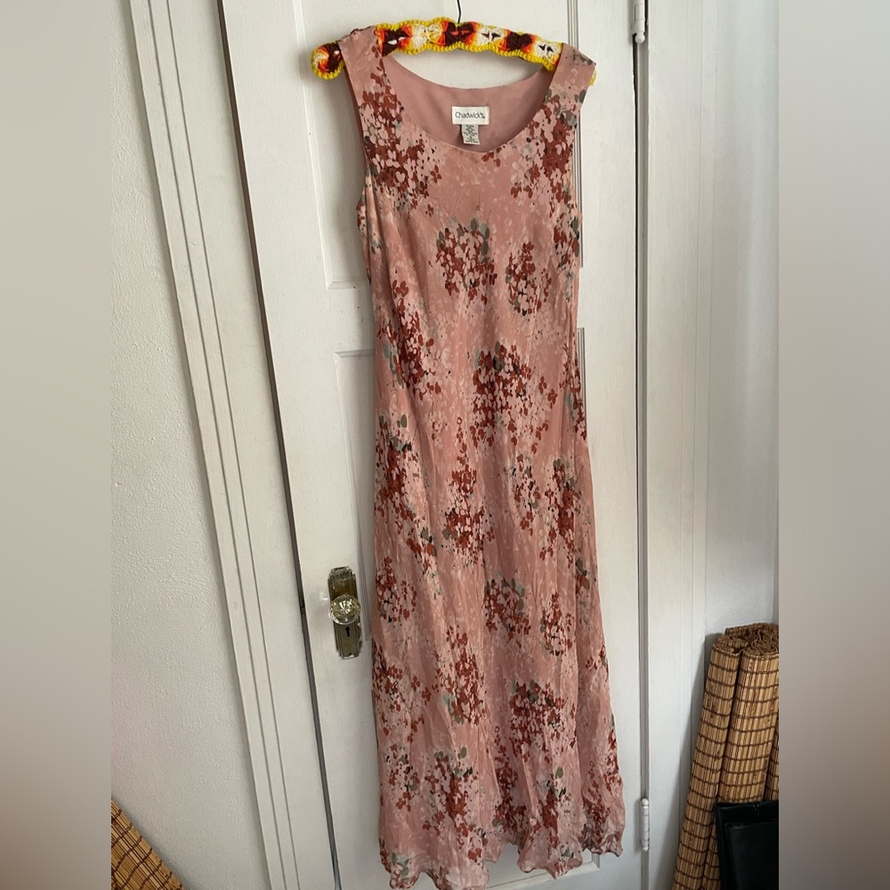 Chadwicks 100% Silk shell floral maxi dress 16P